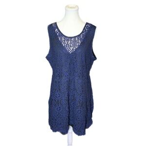 Size 20 Signature by Reitmans Navy Blue Floral Lace Sleeveless Sheath Dress